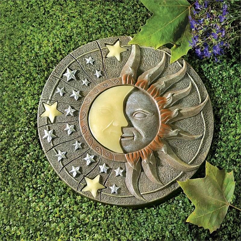 Zingz & Thingz Plastic Celestial Glow-In-Dark Stepping Stone in Green and Bronze