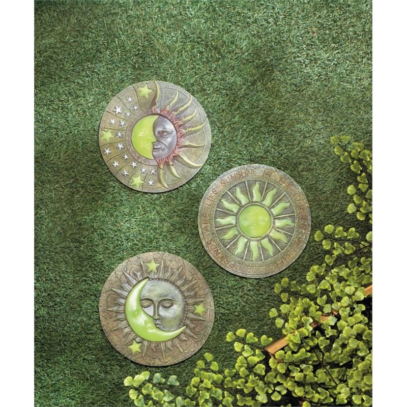 Zingz & Thingz Plastic Sun and Moon Glowing Stepping Stone in Brown