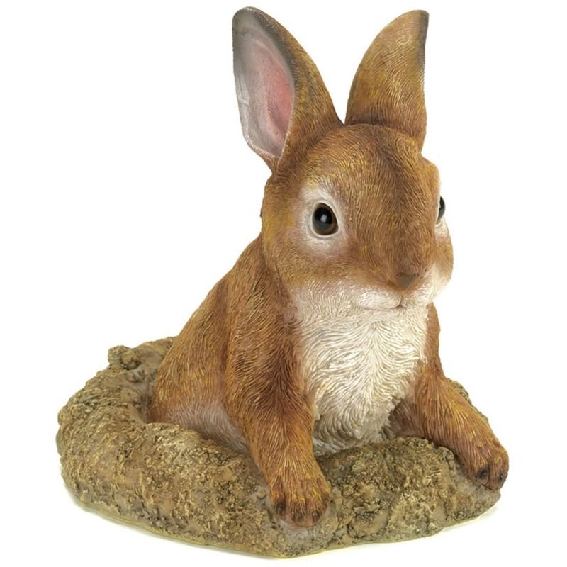 Zingz & Thingz Plastic Curious Bunny Garden Decor in Brown