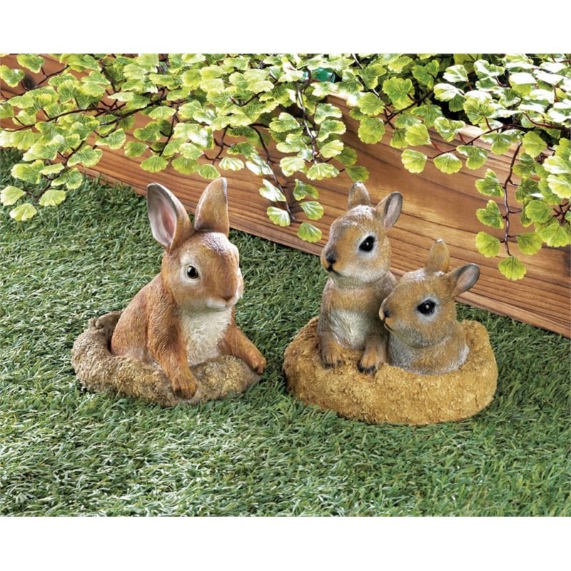 Zingz & Thingz Plastic Peek-A-Boo Garden Bunnies Decor in Tan