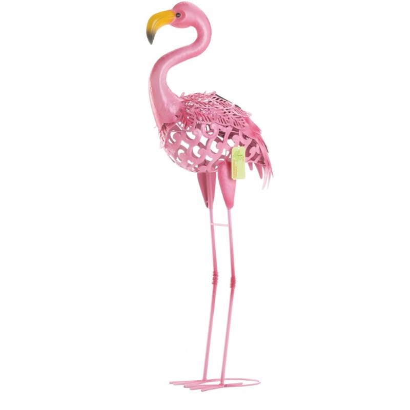 Zingz & Thingz Plastic Standing Tall Solar Flamingo Statue in Pink