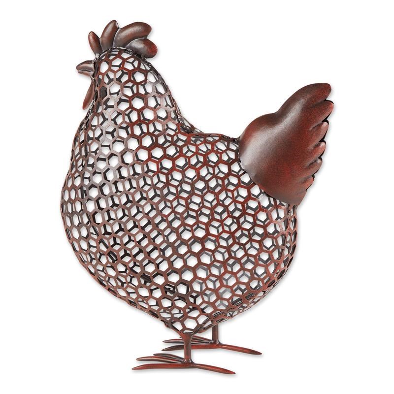 Chicken Wire Brown Chicken Sculpture