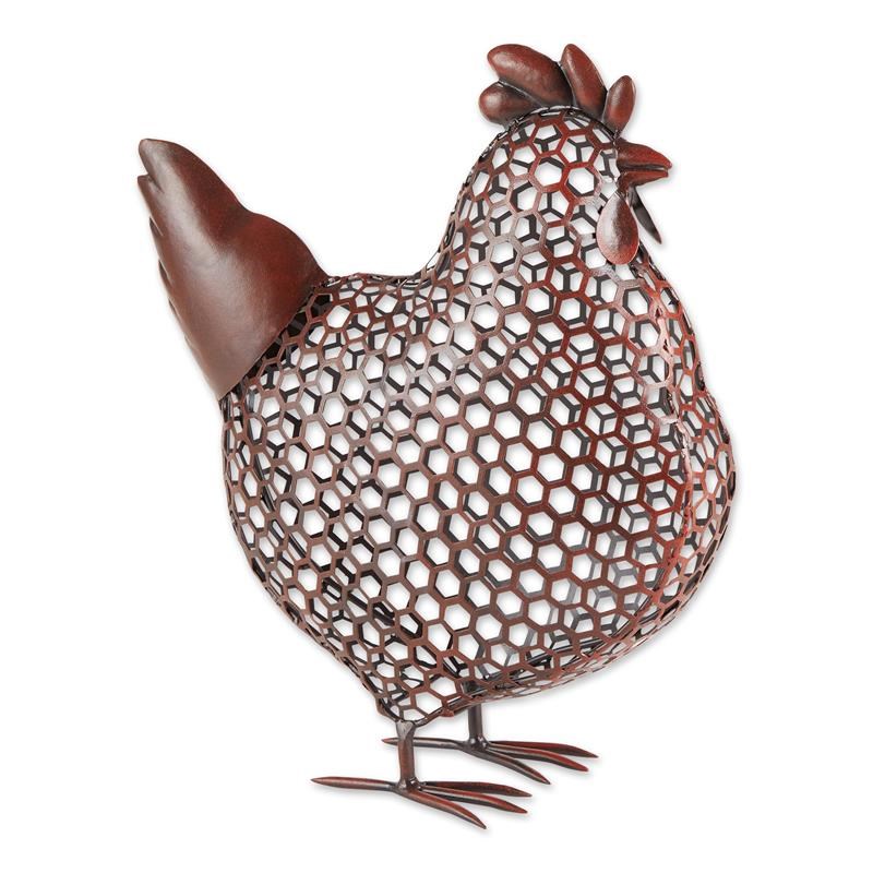 Chicken Wire Brown Chicken Sculpture