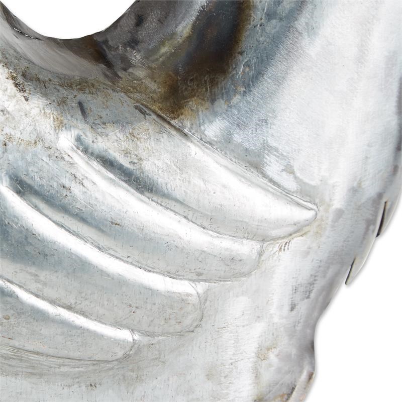 Silver Galvanized Rooster Sculpture