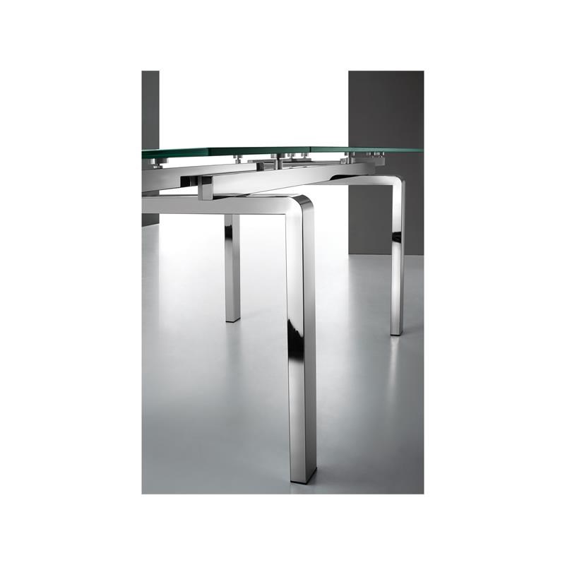 Casabianca Modern Cloud Stainless Steel Extendable Dining Table in Clear