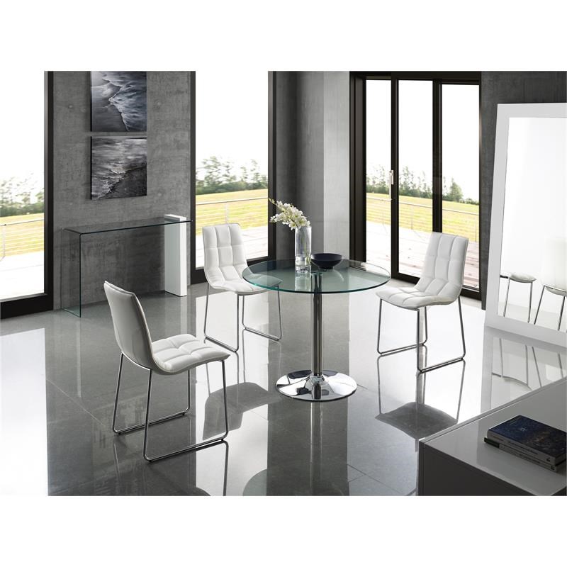 Casabianca Modern Forte Stainless Steel Dining Table in Clear