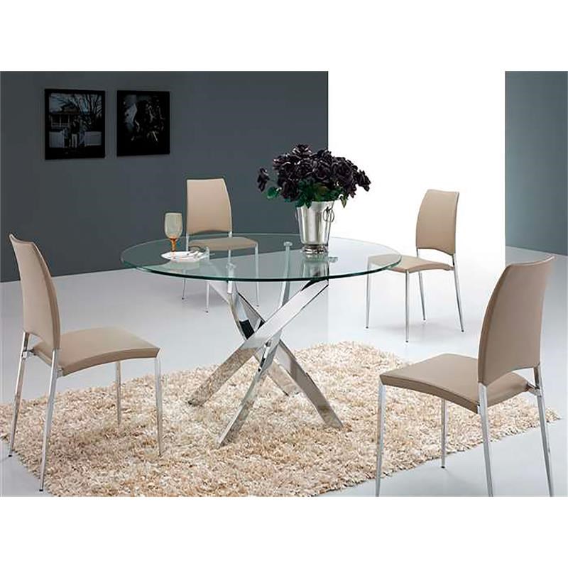 Casabianca Modern Galaxy Stainless Steel Dining Table in Clear