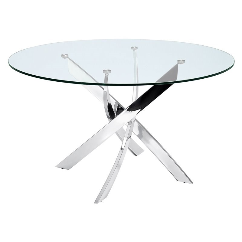 Casabianca Modern Galaxy Stainless Steel Dining Table in Clear