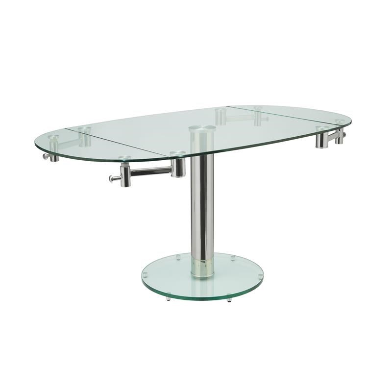 Casabianca Modern Thao Stainless Steel Extendable Dining Table in Clear