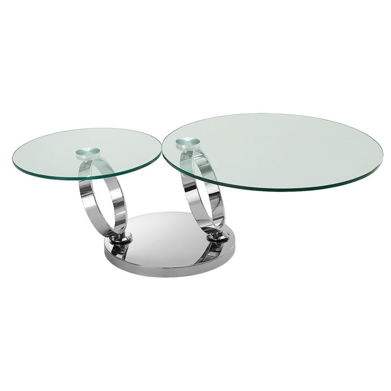 Casabianca Furniture Modern Satellite Glass Cocktail Table in Clear