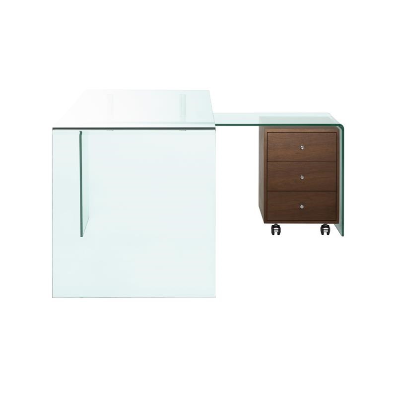 Casabianca Furniture Modern Style Rio Glass Office Desk in Brown