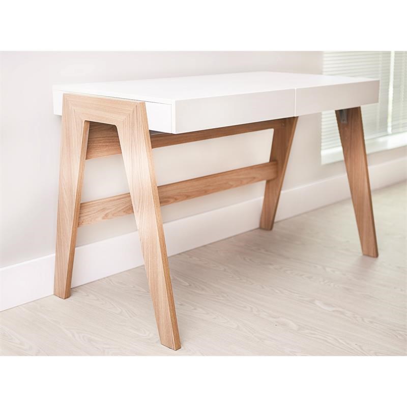 Casabianca Modern Blanc Engineered Wood Office Desk in Light Oak