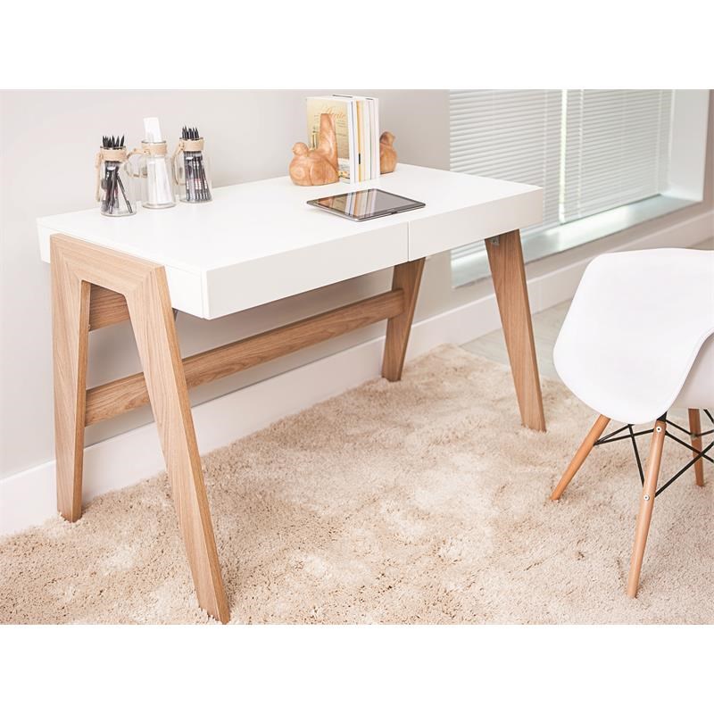 Casabianca Modern Blanc Engineered Wood Office Desk in Light Oak