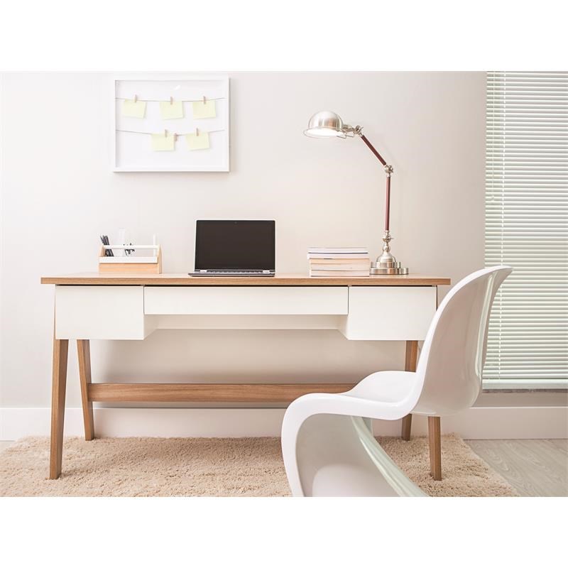 Casabianca Modern Blanc Executive Engineered Wood Office Desk in Light Oak