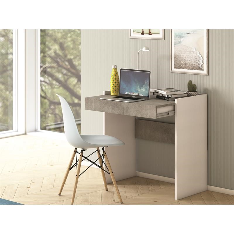 Casabianca Modern Lulu Engineered Wood Italian Extendable Office Desk in Gray
