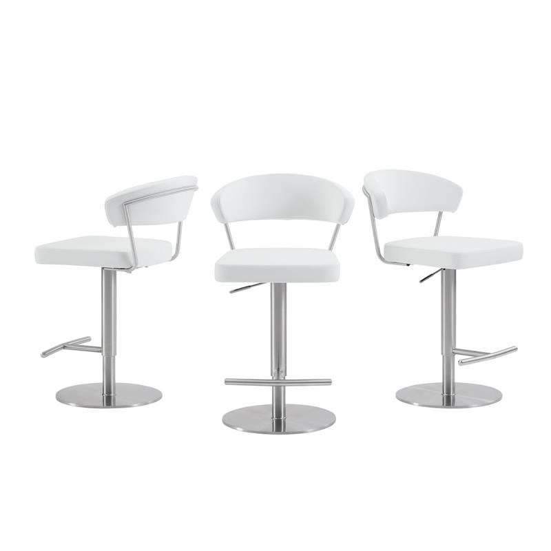 Casabianca Modern Fairmont Stainless Steel Adjustable Bar Stool in