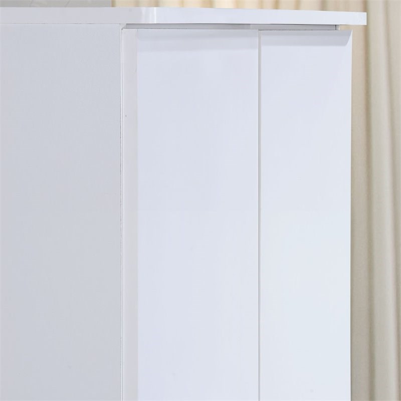 Hodedah 2 Door Armoire with 2 Drawers and Clothing Rod in White Wood