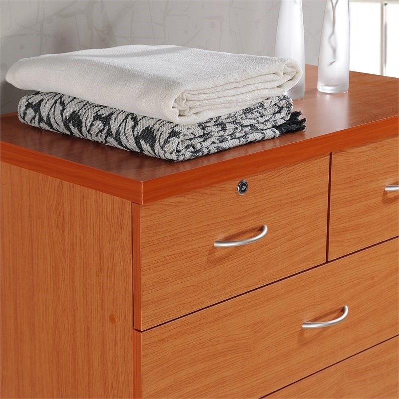 Hodedah 7 Drawer Chest with Locks on 2 Top Drawers in Cherry Wood