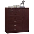 Hodedah 7 Drawer Chest with Locks on 2 Drawers and 1 Door in Mahogany Wood
