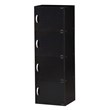 Hodedah 4 Shelf 4 Door Multi-Purpose Wooden Bookcase in Black Finish
