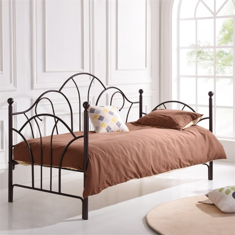 hodedah metal day bed in bronze hidb707 bronze