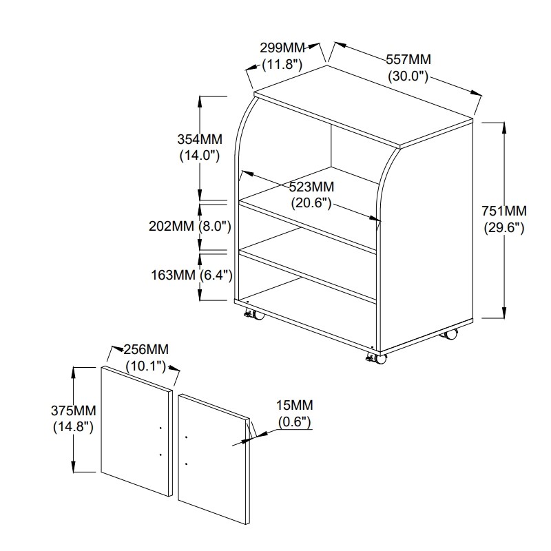 Hodedah Modern Wooden Microwave Kitchen Cart in White Finish Homesquare