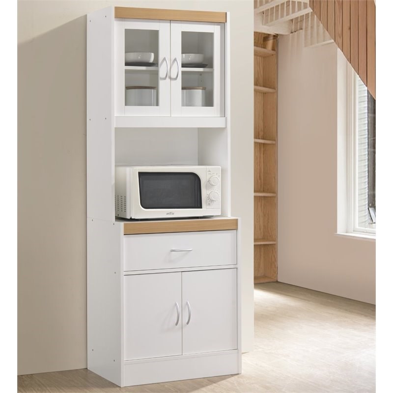 hodedah kitchen with 1 drawer plus space for microwave in white