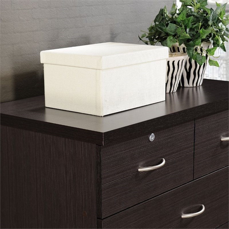Hodedah 7 Drawer Chest with Locks on 2 Top Drawers in Chocolate Wood
