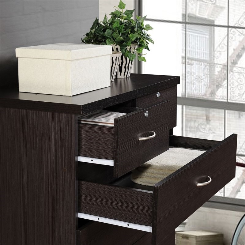 Hodedah 7 Drawer Chest with Locks on 2 Top Drawers in Chocolate Wood