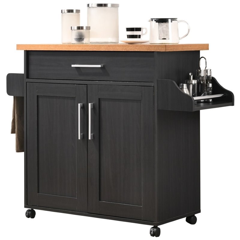 hodedah kitchen island in black beech hik78 blackbeech