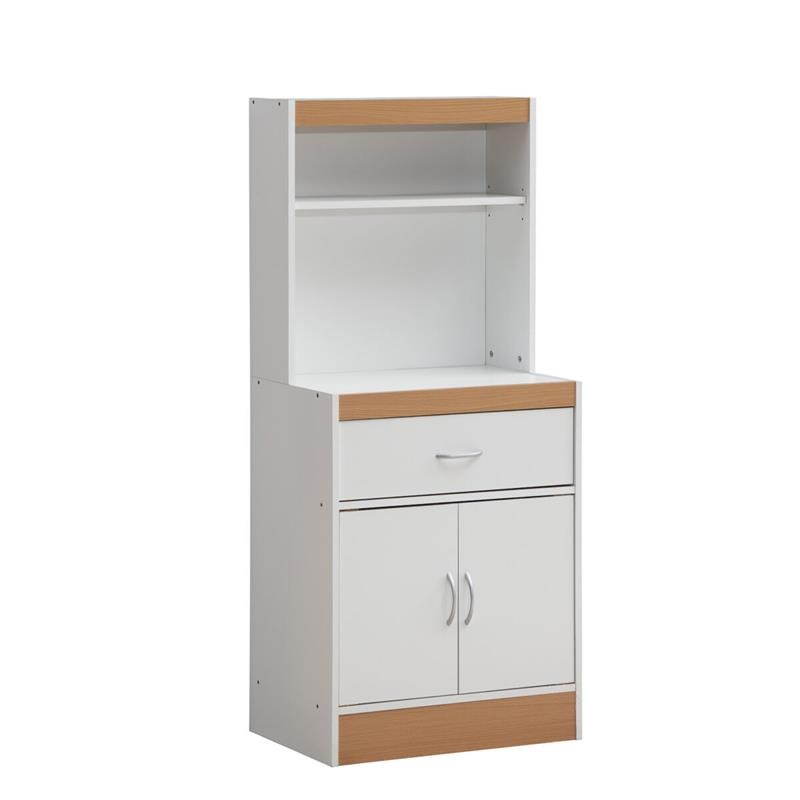 Beech Kitchen Cabinet 1-Drawer and Bottom Enclosed Storage Hodedah 54 Tall Open Shelves