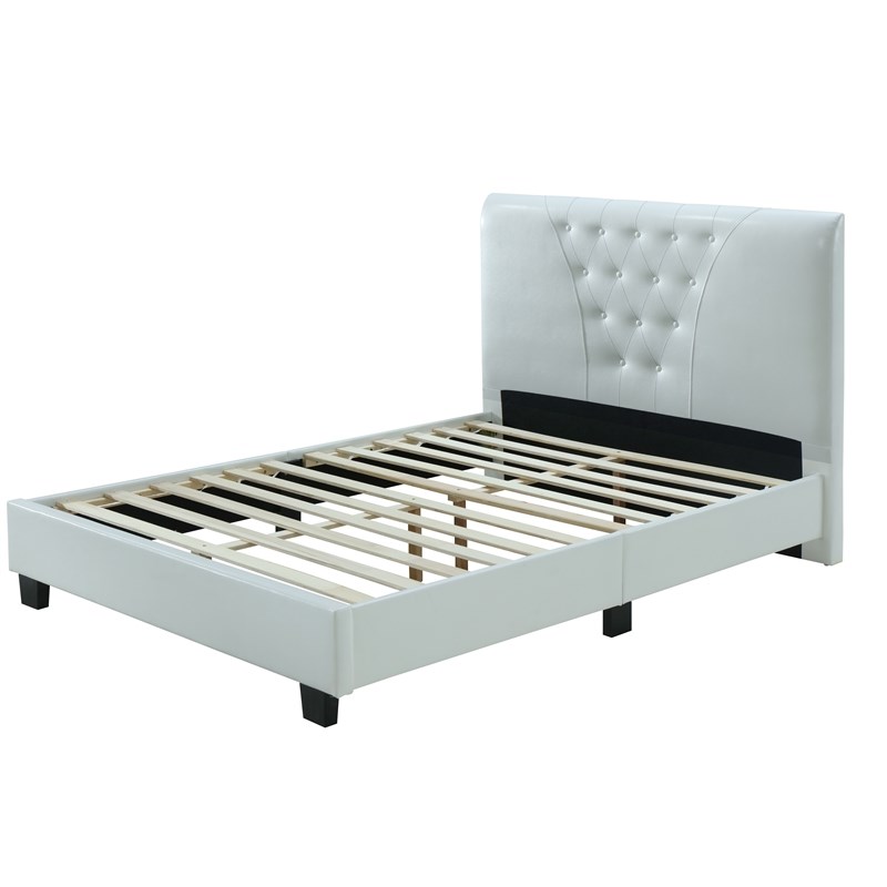 Hodedah Queen Platform Bed With, White Upholstered Headboard Platform Bed