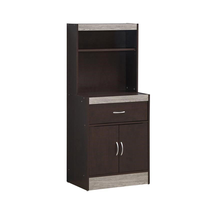 hodedah 54" tall open shelves 2door 1drawer kitchen in