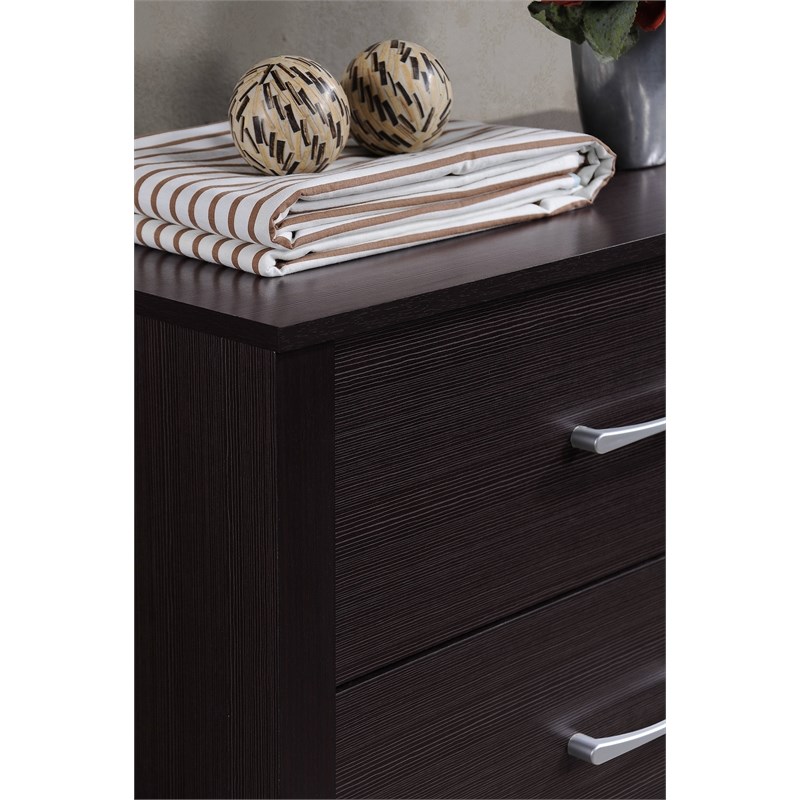 Hodedah Four Drawer Contemporary Wooden Chest in Chocolate Finish