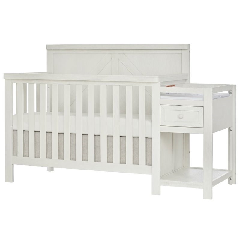 Slumber Baby Meadowland 5 In 1 Convertible Crib And Changer In Weathered White 773 Wwhite