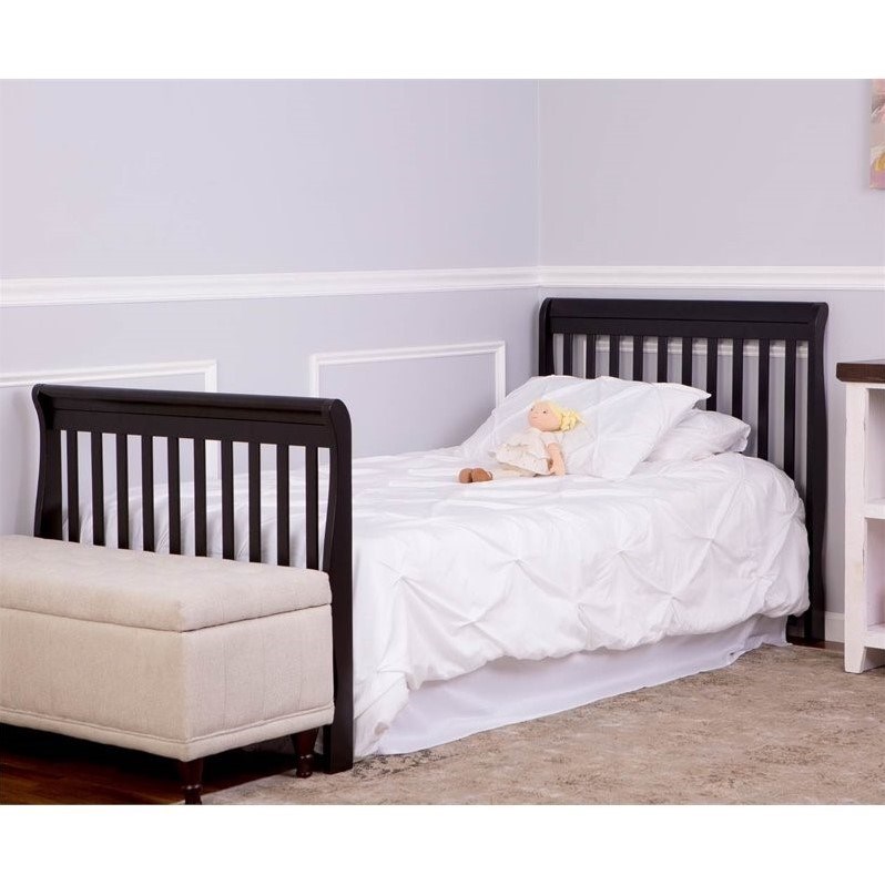 dream on me aden 4-in-1 convertible mini crib in black - 628-k