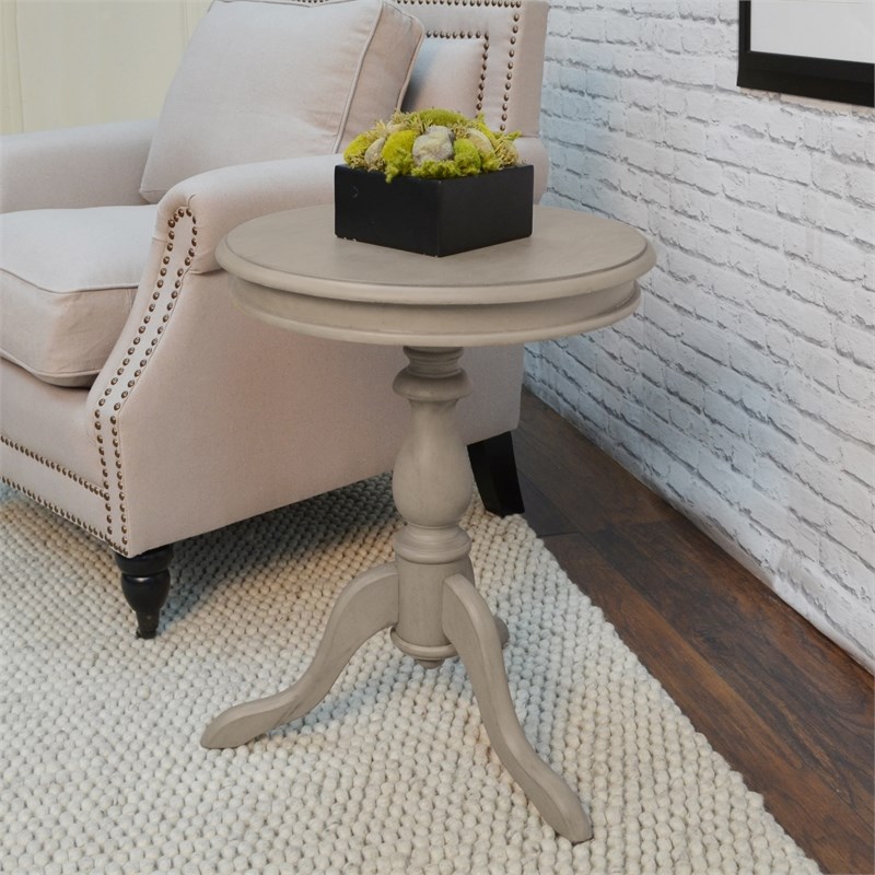 Carolina Classic Leeann Pedestal Accent Table in Weather Gray