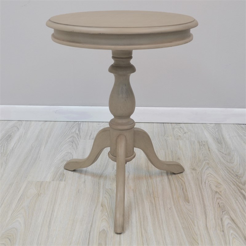 Carolina Classic Leeann Pedestal Accent Table in Weather Gray