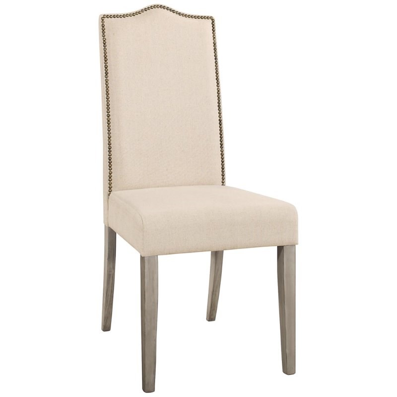 Carolina Classics Romero Nail head Parson Chair Weathered Gray with Linen