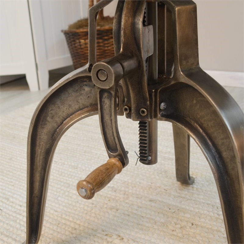 Carolina Classics Mundra Adjustable Crank Metal Accent Table in Antique Nickel