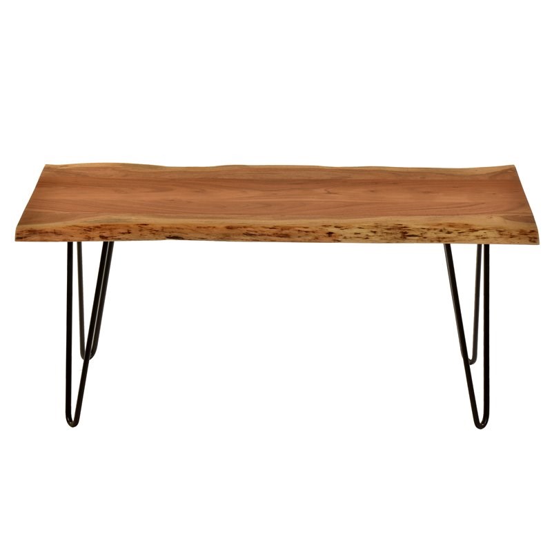 Carolina Classics Seti Live Edge Coffee Table and Bench in Natural and Black
