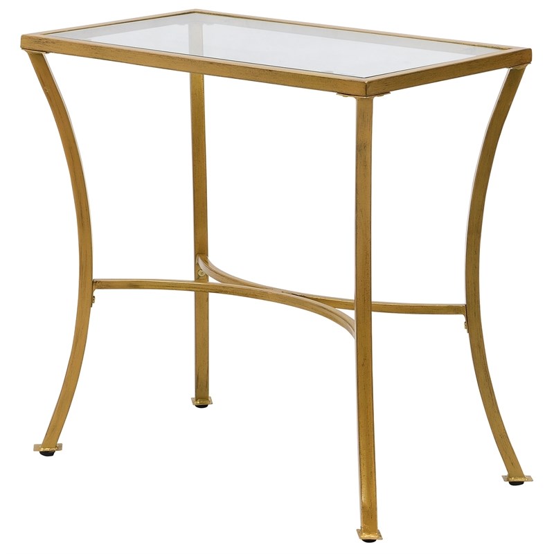 Carolina Classics Palin Glass Top Accent Table in Antique Gold