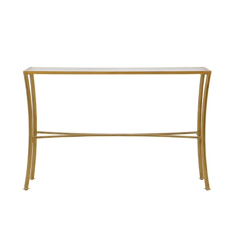 Carolina Classics Palin Glass Top Console Table in Antique Gold