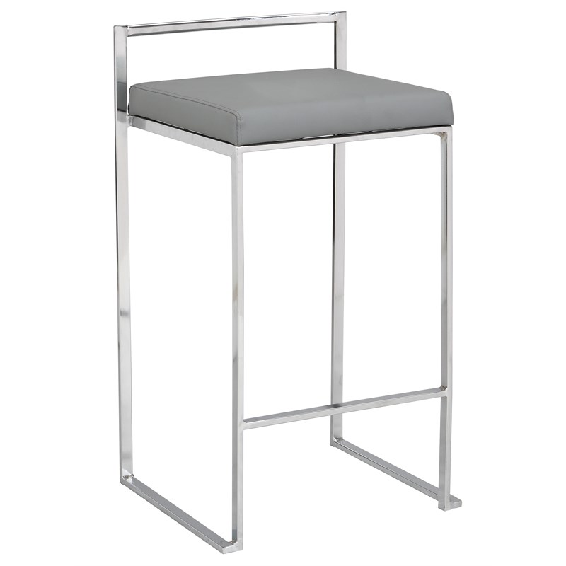 Carolina Classics Lucien 25.25 In Upholstered Counter Stool in Soft Gray/Chrome