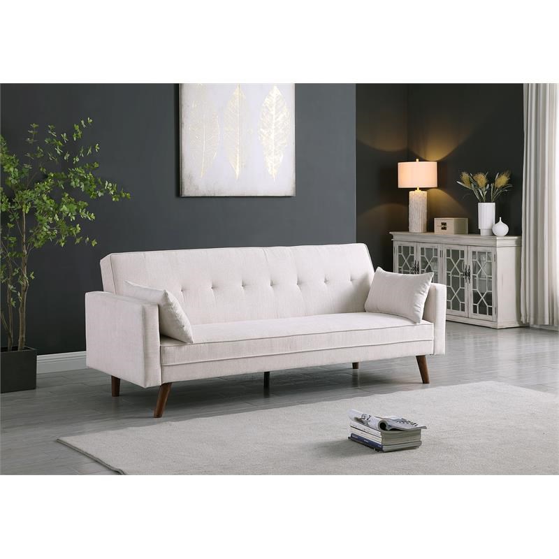 Carolina Classics  Evelina Convertible Sleeper Sofa with Pillows in Beige