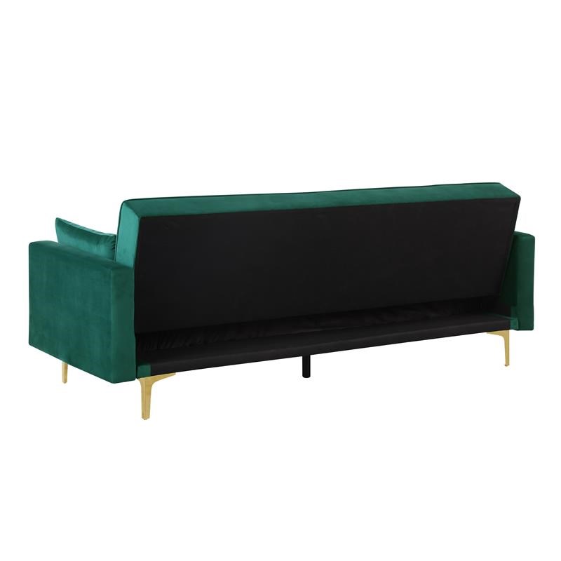 Carolina Classics  Siena Velvet Convertible Sleeper Sofa with Pillows in Green