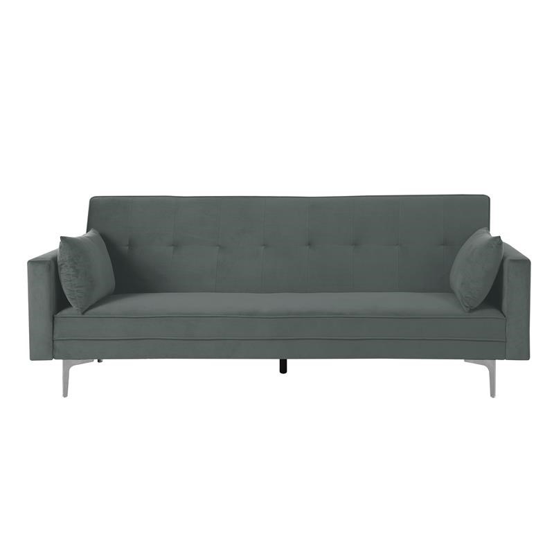 Carolina Classics  Siena Velvet Convertible Sleeper Sofa with Pillows in Gray