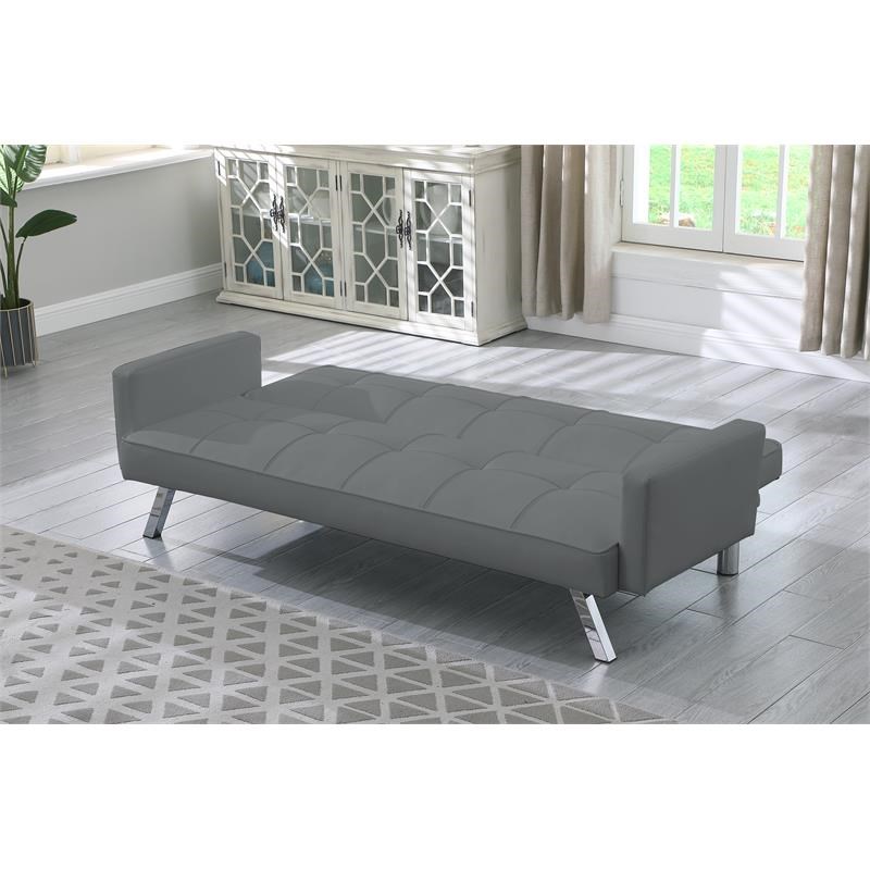 Carolina Classics Nario Convertible Leatherette Sleeper Sofa in Gray
