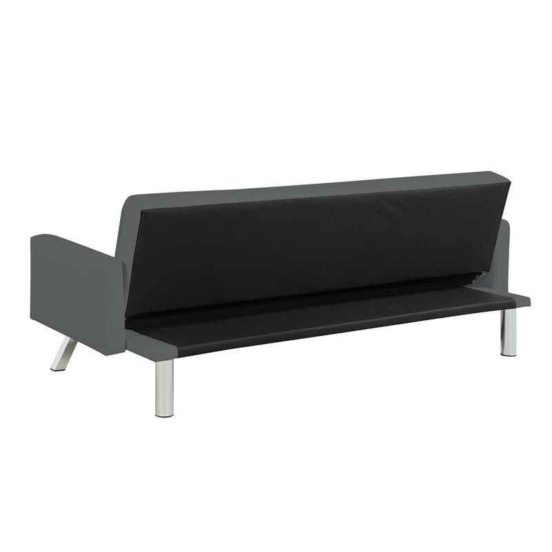 Carolina Classics Nario Convertible Leatherette Sleeper Sofa in Gray