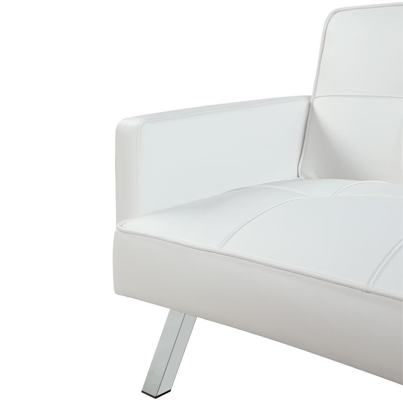 Carolina Classics Nario Convertible Leatherette Sleeper Sofa in White